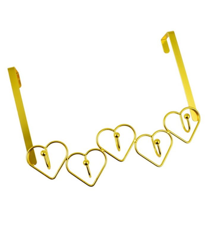 Gancho corazones dorado 5 cabeza