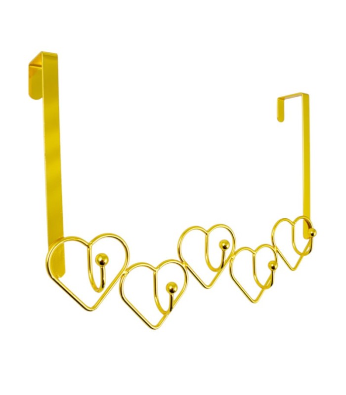 Gancho corazones dorado 5 cabeza