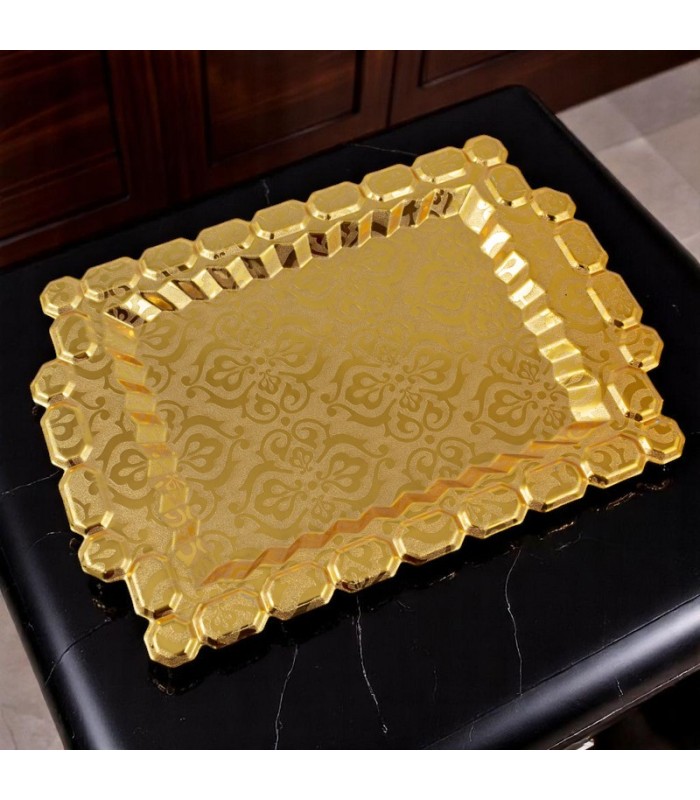 Mini bandeja metalica dorado 23x16cm