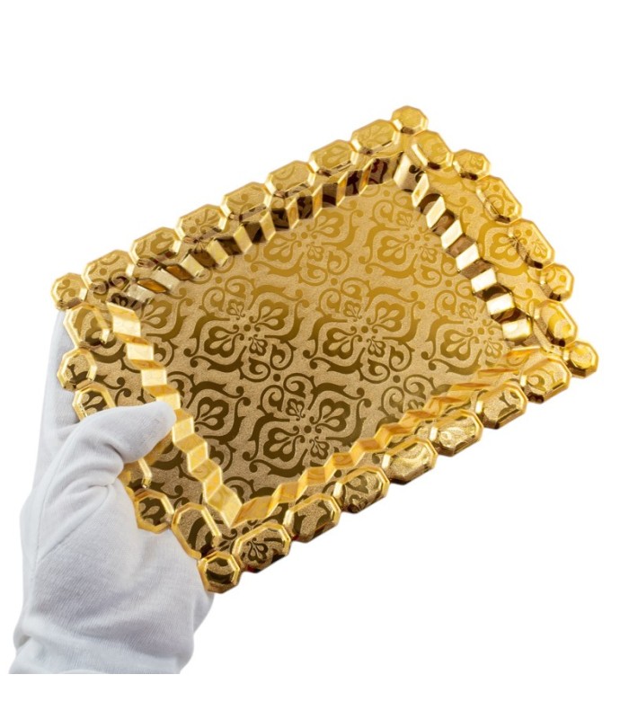 Mini bandeja metalica dorado 23x16cm