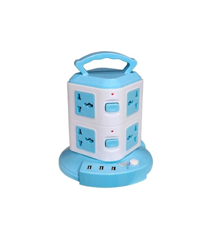 Alargue multitoma vertical con entrada USB