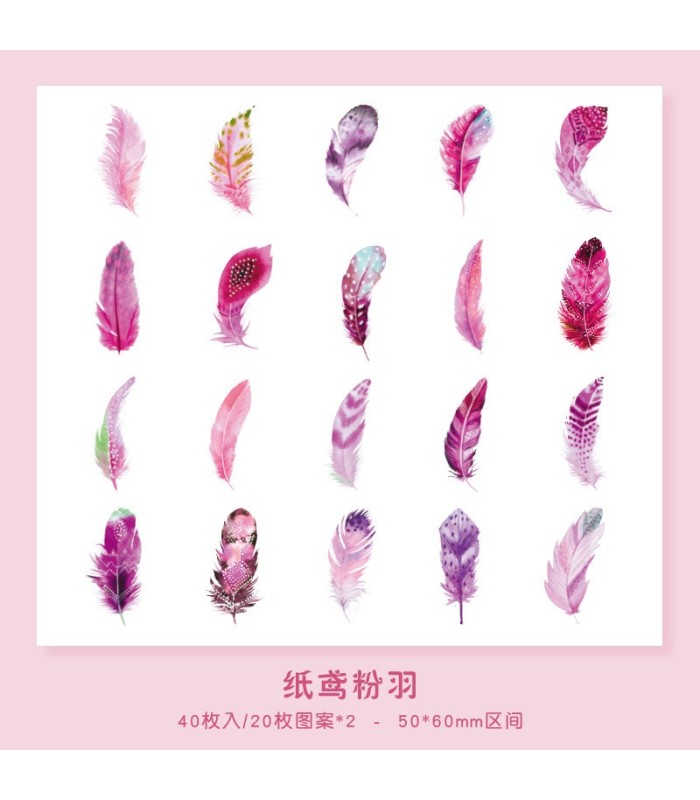 Sticker diseño de pluma pvc 40pc