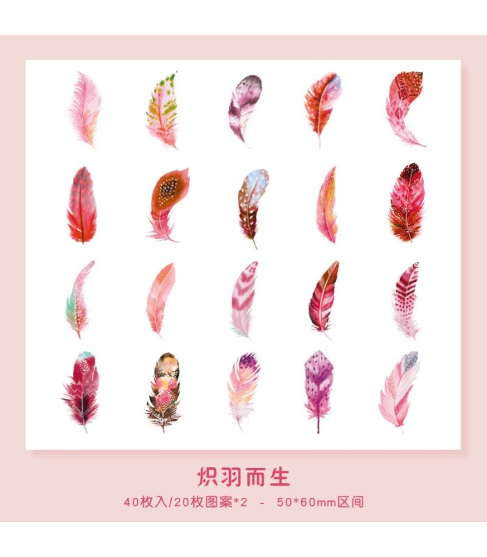 Sticker diseño de pluma pvc 40pc