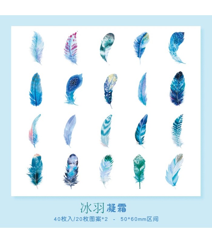 Sticker diseño de pluma pvc 40pc