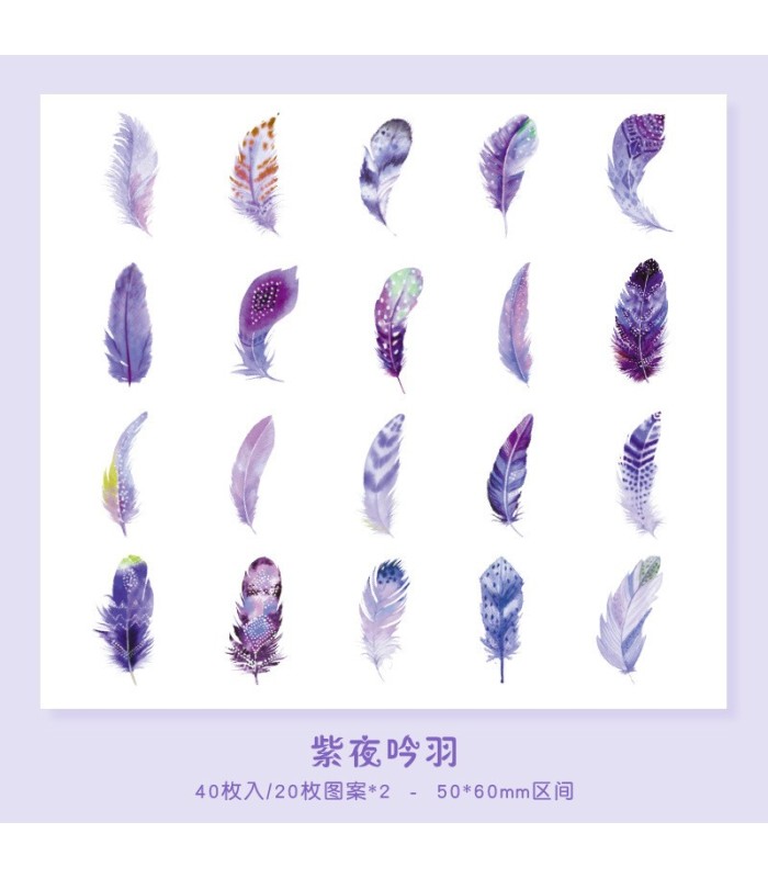 Sticker diseño de pluma pvc 40pc