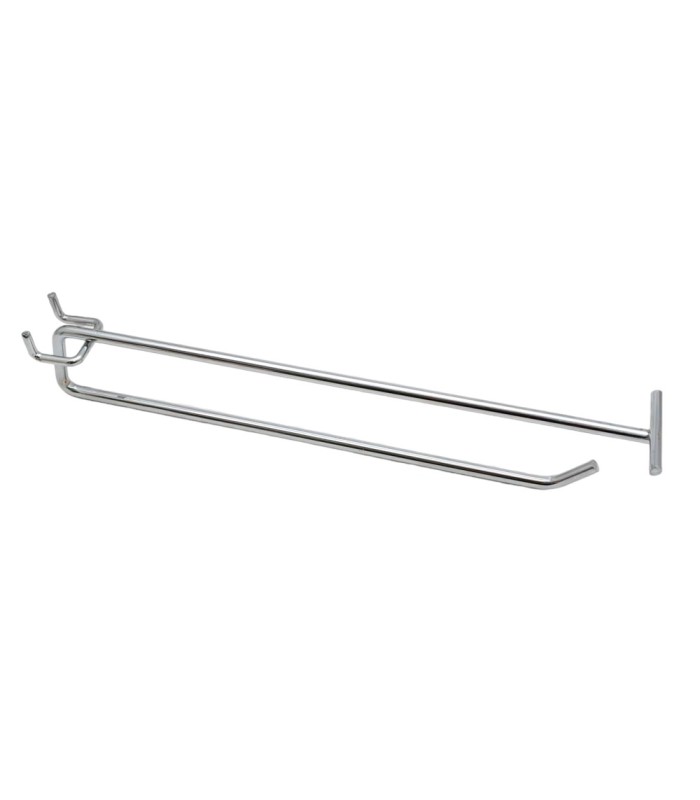 Gancho con porta precio para placa perforada 25cm