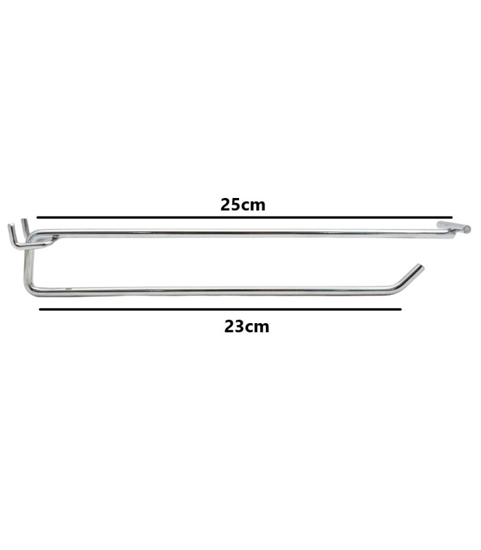 Gancho con porta precio para placa perforada 25cm